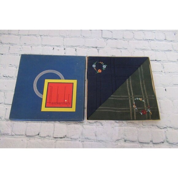 Vintage MCM Handkerchiefs Lot 10 Lace Embroidered Prints Solids Mix Some In Box - Picture 14 of 16